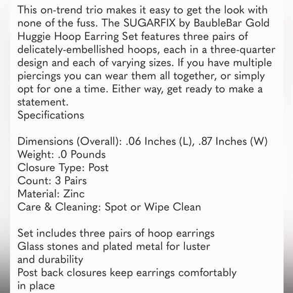 Sugarfix by Baublebar Gold Hoop Earring Set - Picture 3 of 3